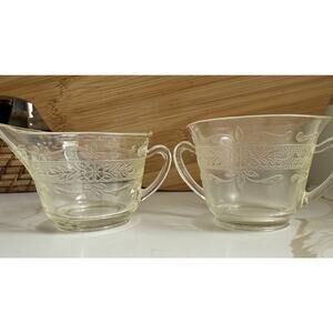 Vintage Depression MACBETH EVANS S Pattern Glass Sugar Bowl & Creamer Set